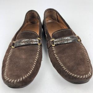 Zara Man US 9 Brown Suede Slip On Driving Moccasin